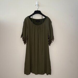 City Triangles Olive Green Dress with Lace Sleeve Detail Size S